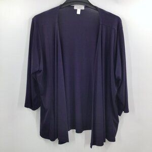Vintage 3X Lagenlook Duster Dressbarn Slinky Open Front Top Deep Purple Witchy